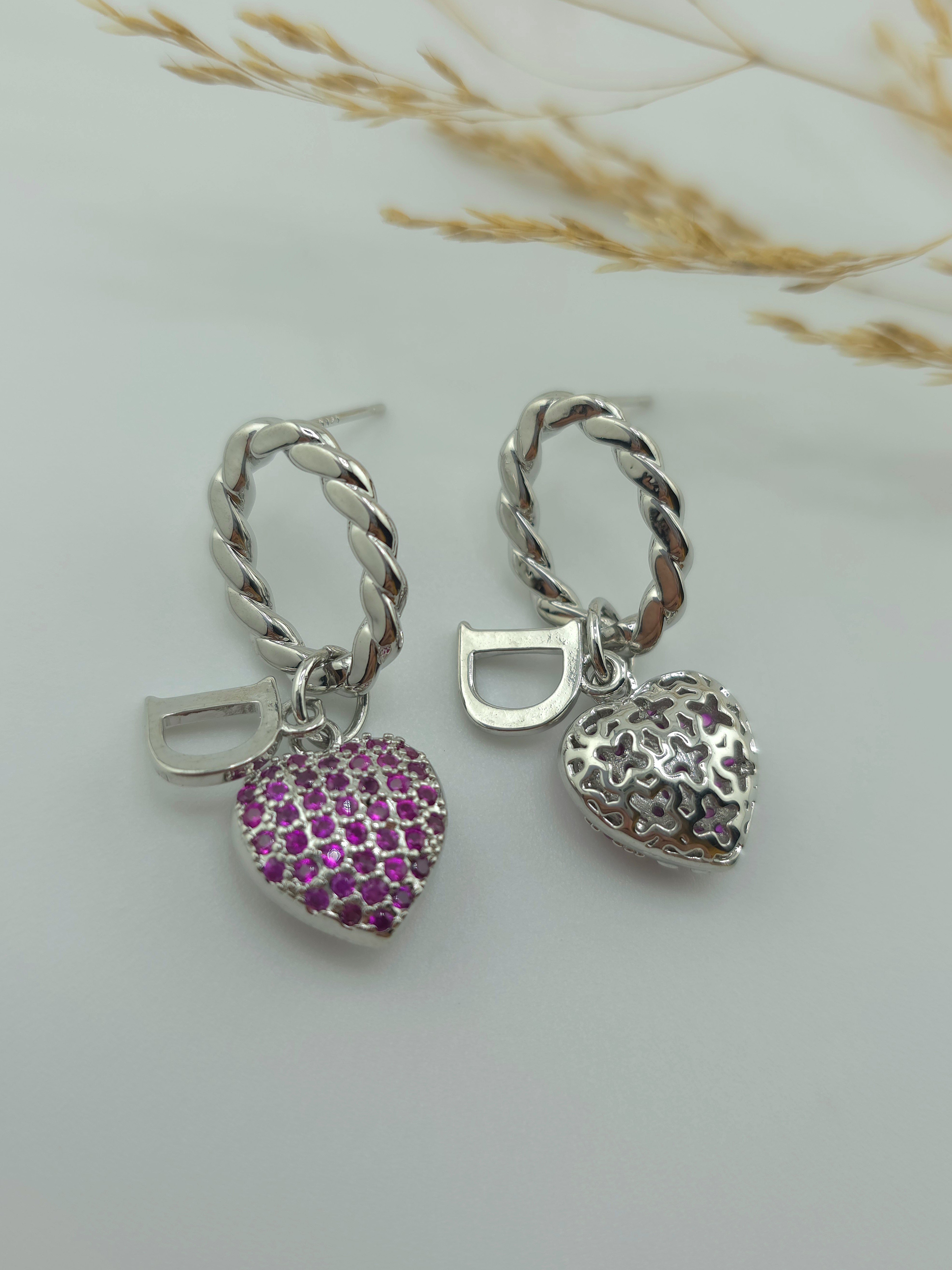 Сережки рожеві кристали Swarovski