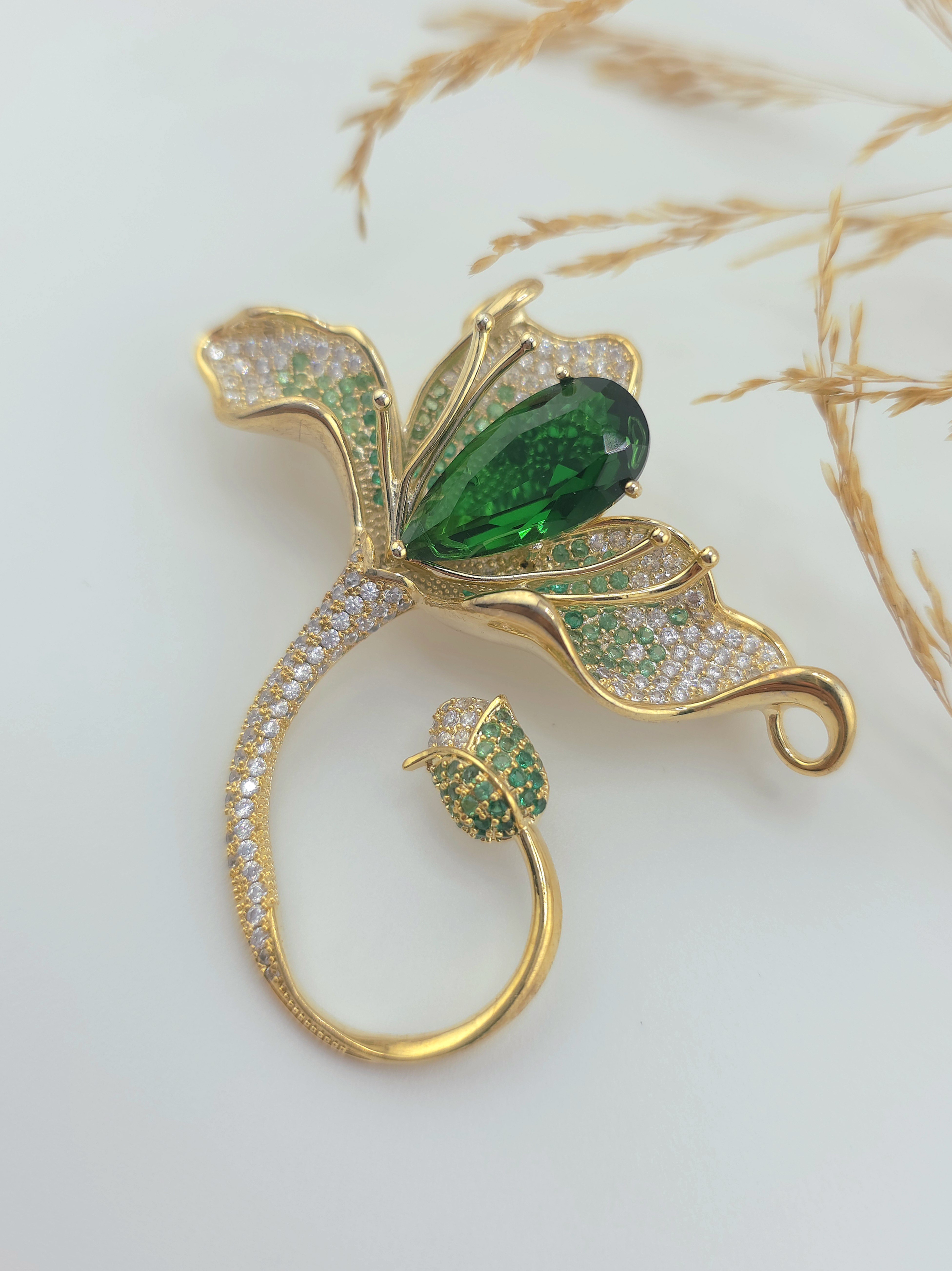 Брошка квітка з кристалами Swarovski