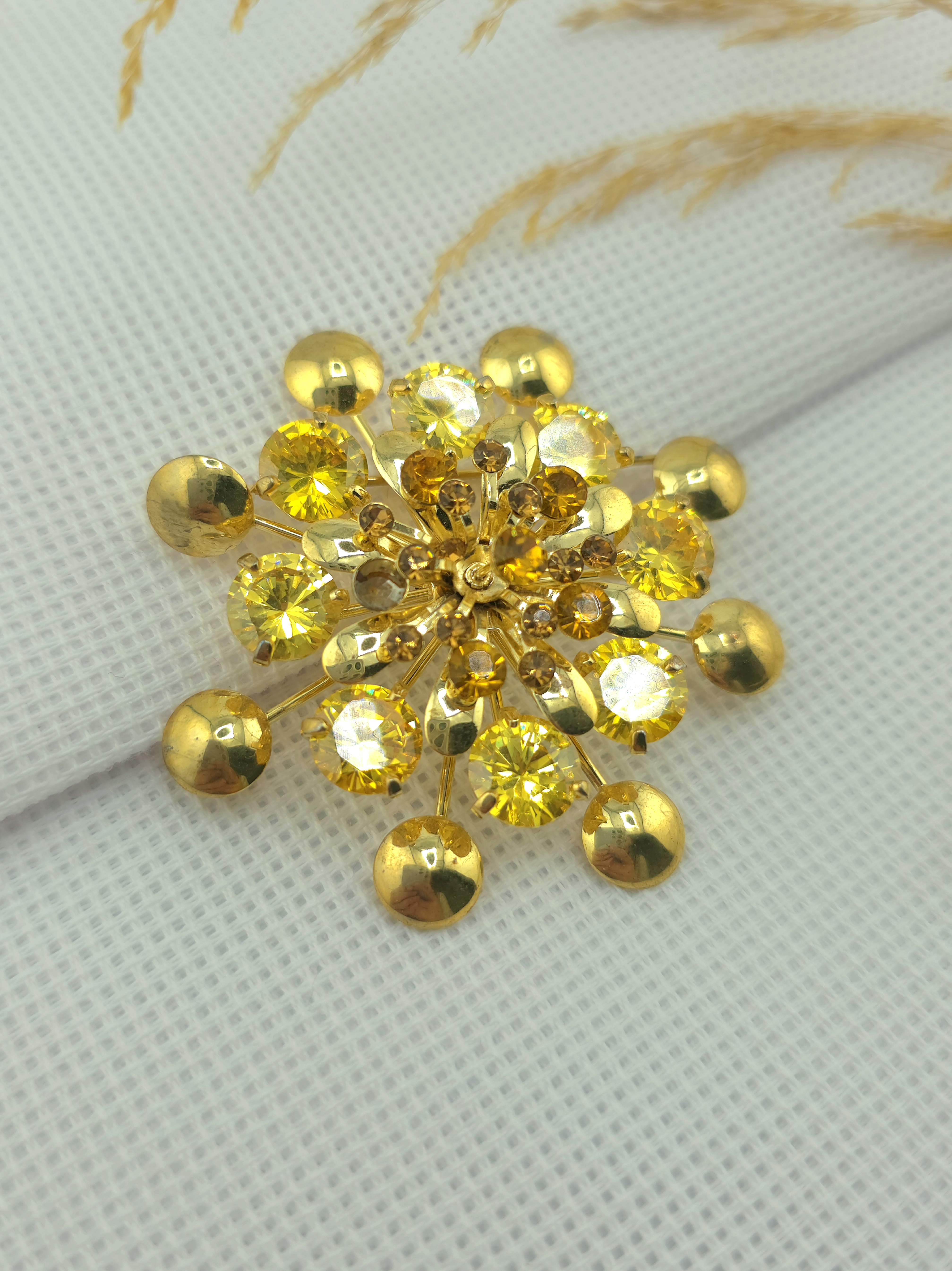 Брошка золотисті кристали Swarovski