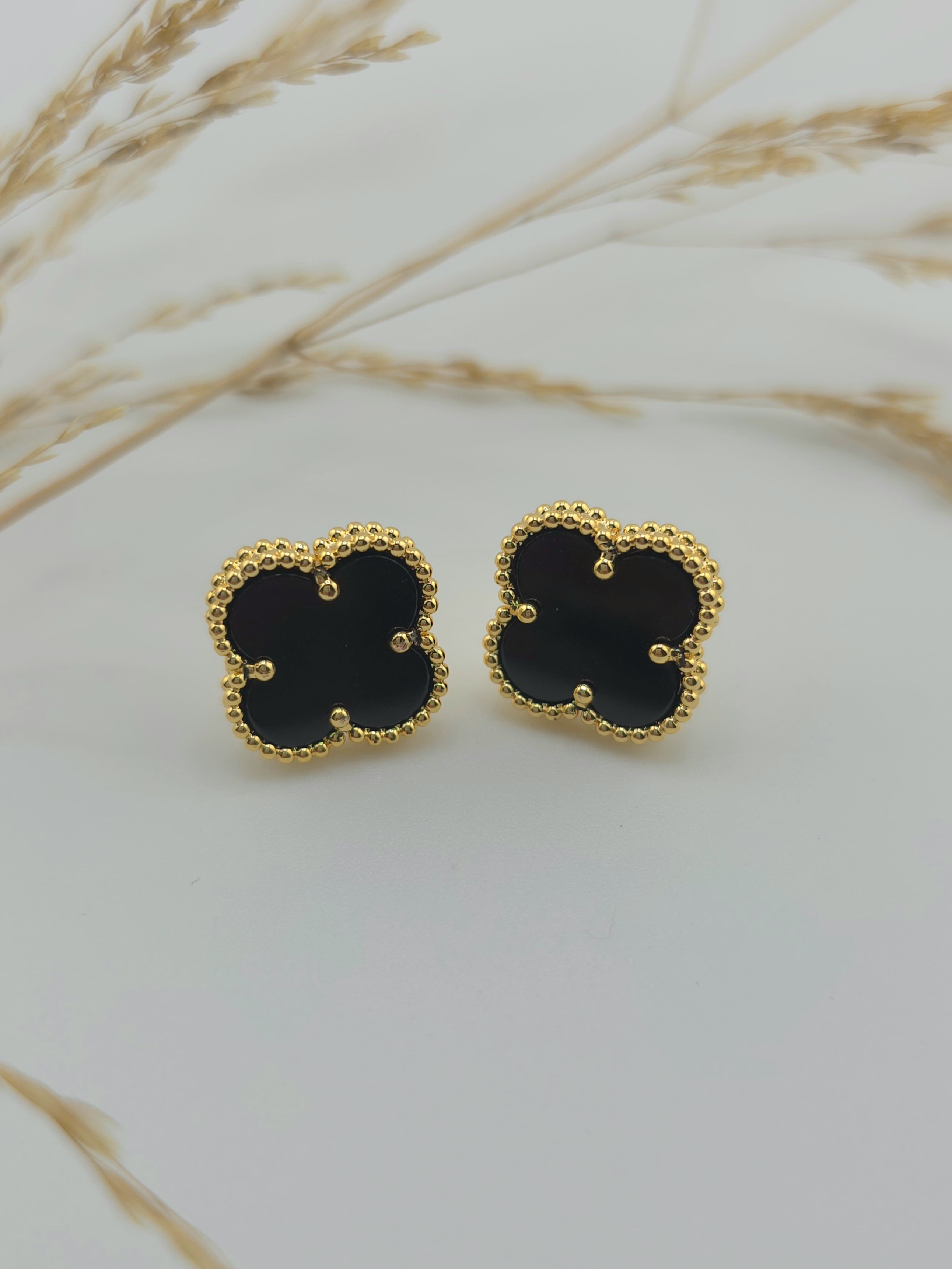 Елегантні чорні сережки в стилі Van Cleef