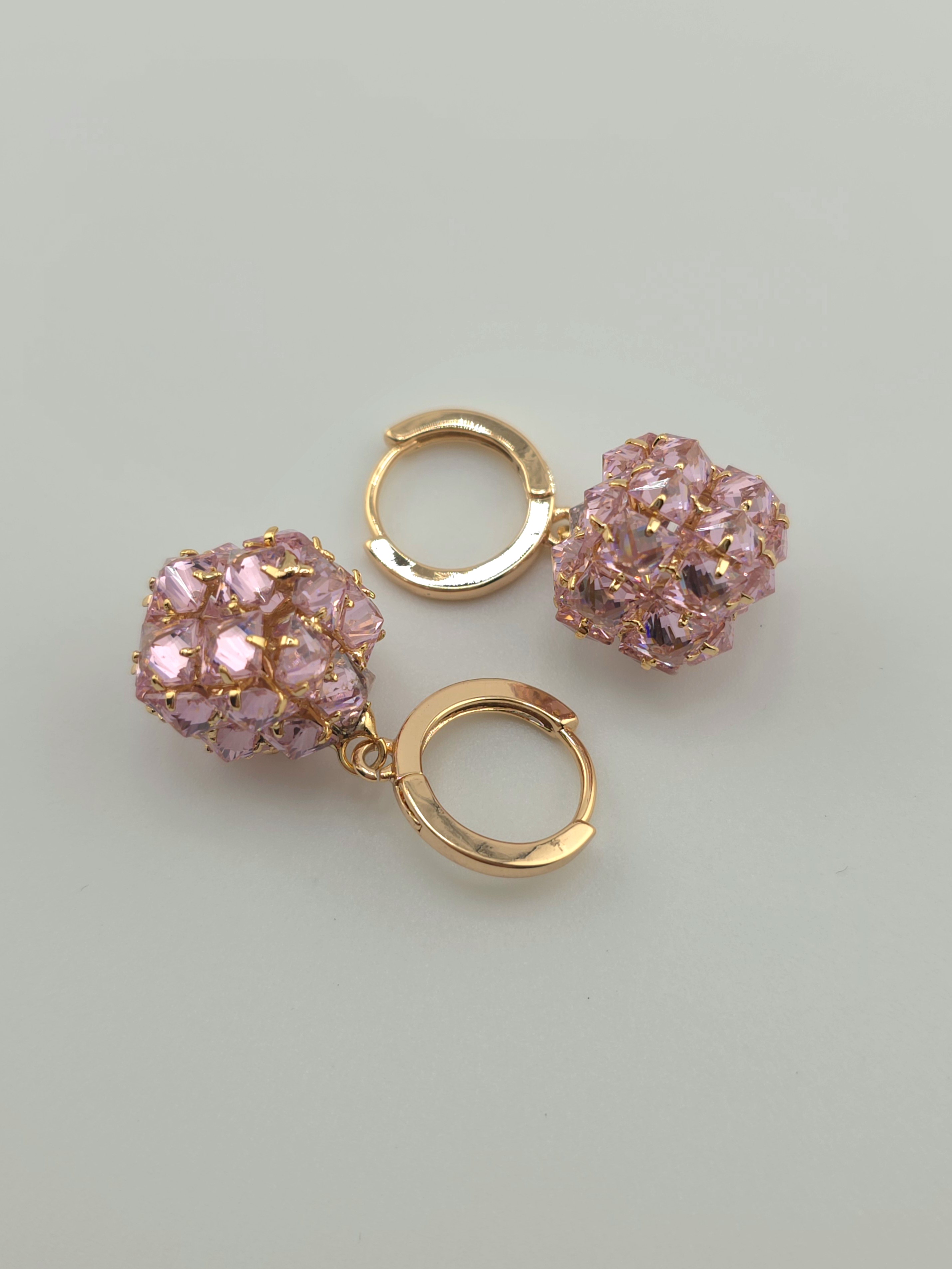 Сережки з рожевими кристалами Swarovski